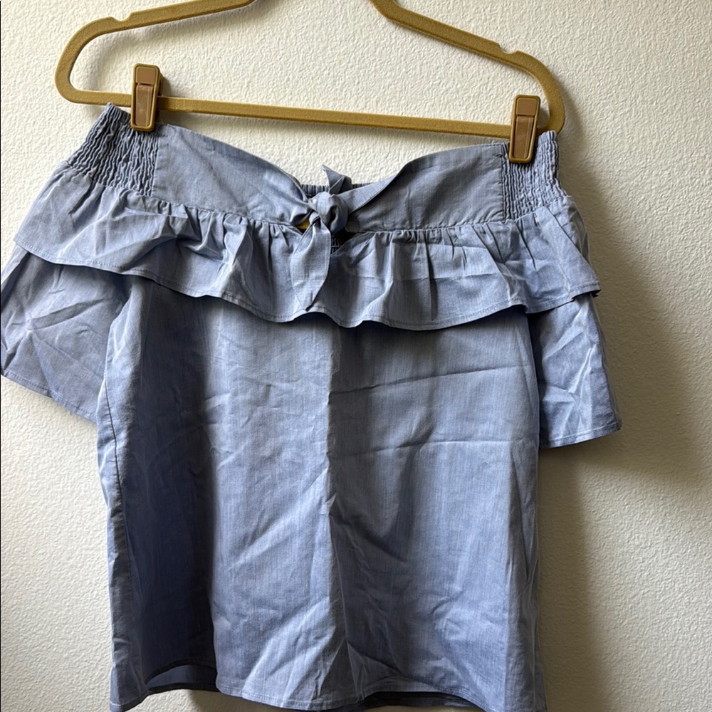 Doe & Rae Blue Off-Shoulder Blouse - Picture 5 of 9